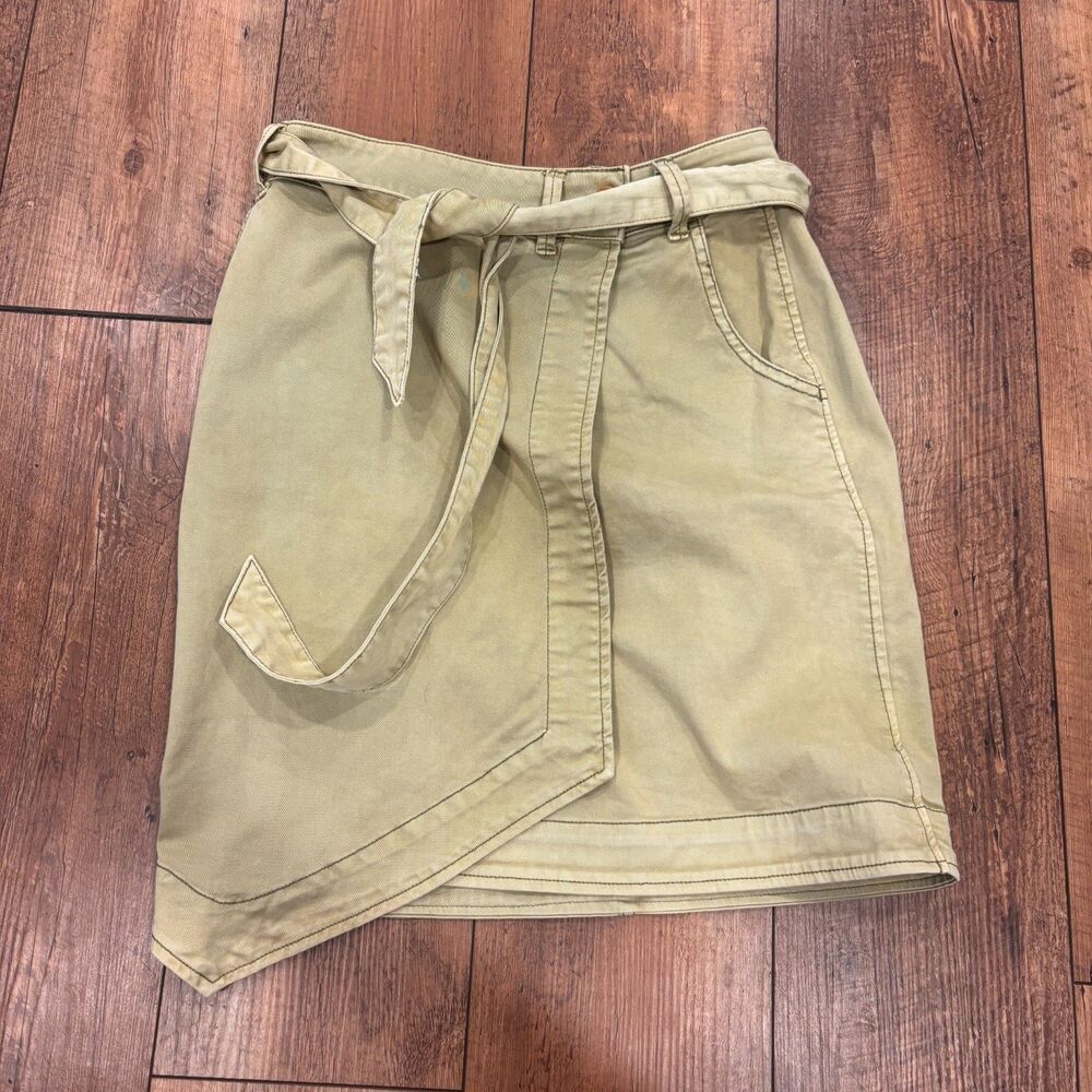 Anthropologie Pilcro And The Letterpress Wrap Green Khaki Chino Skirt Size 2 - Picture 2 of 7